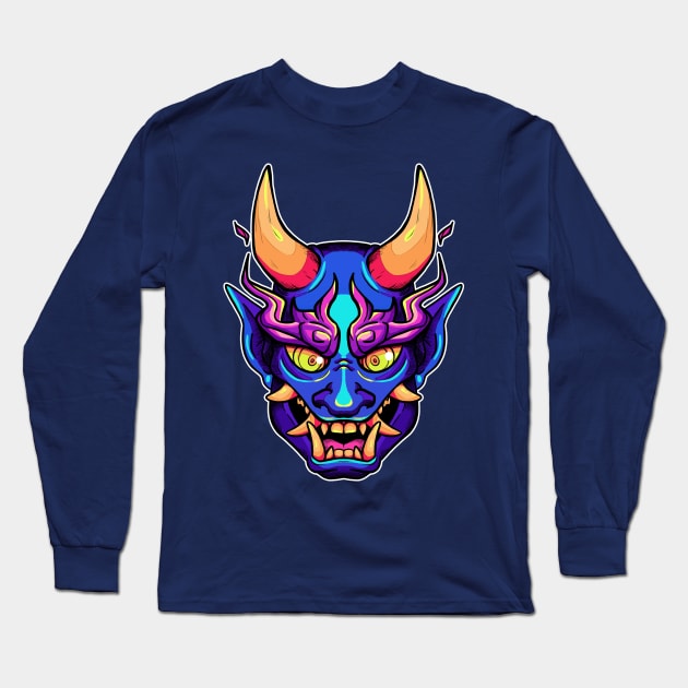 Oni head (blue) Long Sleeve T-Shirt by Roa